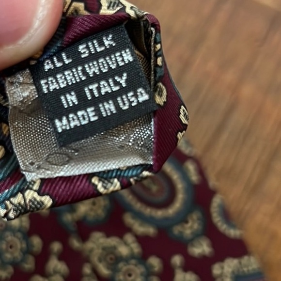 Christian Dior Vintage Burgundy Paisley Silk Tie - Picture 5 of 5